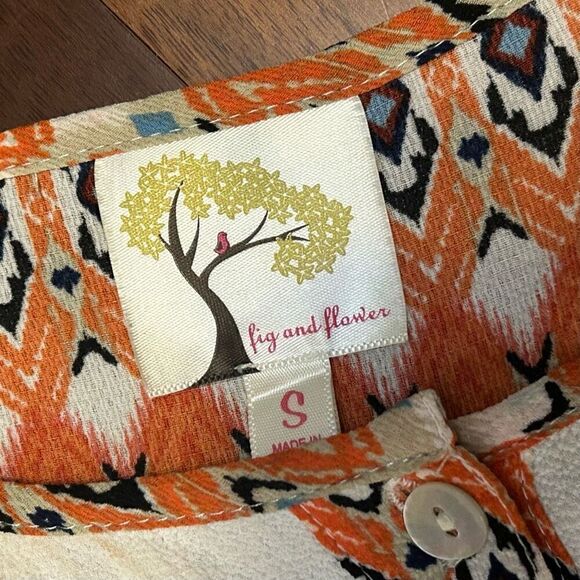 Fig and Flower women's bold popover orange tunic top size small - Picture 2 of 9